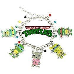 Superheroes Teenage Mutant Ninja Turtles Chibi Silver Tone Cartoon Comic Logo Charm Bracelet By Brand