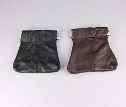 Brown Or Black Leather Squeeze Top Coin Purse Bag Pouch 2.5 Wide Top Small R-14
