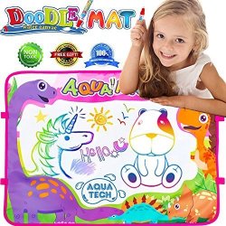 Marmoon Aqua Magic Mat Children Water Drawing Doodle Mat Colorful Dinosaur Painting Writing Mat Perfect Travel Learning Educational Toys With 4 Magic Pen And