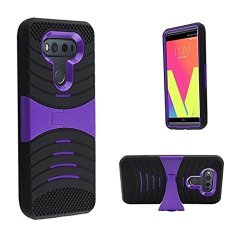 LG V20 Case Allmet Purple Premium Rugged 3 In 1 Armor Hard Kickstand Protective Case For LG V20