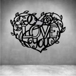 I Love You Heart - Matt Silver L 900 X H 600MM