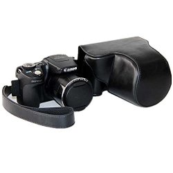 Xhorizon Tm FL1 Protective Leather Camera Case Bag For Canon Powershot SX500 Hs SX510 Hs With Strap Black