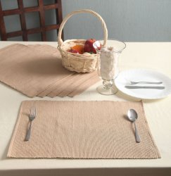 Lushomes Cotton Beige Ribbed Placemats Home Dcorative Table Linen Set Of 6 LH-TM22A