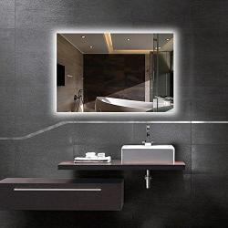 Hans&Alice LED Wall Mounted Backlit Mirror Bathroom Vanity Makeup Mirrordimmable Anti Fog Touch Screen And 90+ Cri 36"X28"
