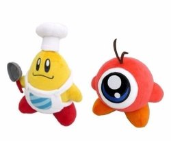 SANEI Kirby Adventure Set - 7.5" Chef Kawasaki & 5" Waddle Doo Plush Doll