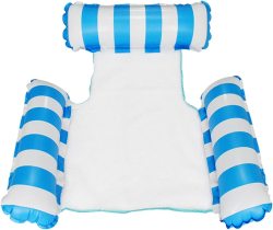 Inflatable Pool Hammock Lounger Chair - Sky Blue Striped