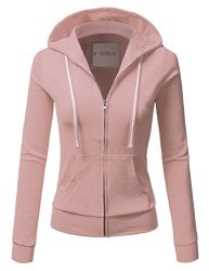 Doublju Lightweight Thin Zip-up Hoodie Jacket For Women With Plus Size Mauvepink Medium