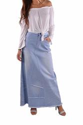 Style J Trendy Blue Long Jean SKIRT-BLUE-36 16