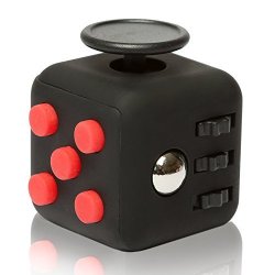 Edc Fidgeter Black & Red 6-SIDED Fidget Cube Dice Toy. 6 Sided Prime Real Original Cool MINI Desk Toy. Authentic Figit Cube Fun Keychain