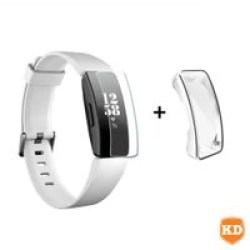 Generic Fitbit Inspire hr Tpu Silicone Protective Case Silver - With Glass Screen Protector