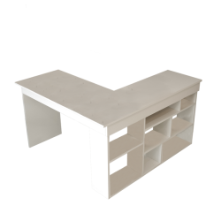 Work Study Home L-shaped Desk With Open Shelves Storage - White