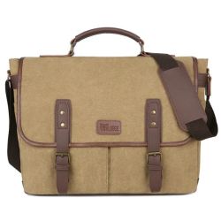Retro Army Canvas Laptop Bag For 14 Laptops Crossbody Messenger Bag-khaki