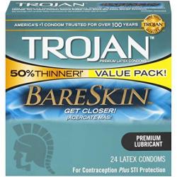 Trojan Sensitivity Bareskin Lubricated Latex Condoms 24CT