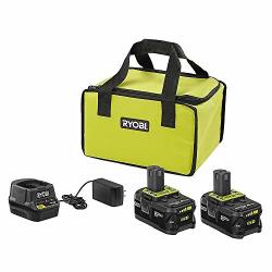 Ryobi 18V One+ Lithium+ 4.0 Ah Battery 2-PACK Starter Kit With Charger And Bag PSK003