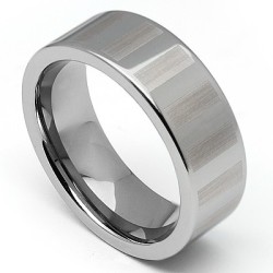 Mens Tungsten Carbide 8mm Block Patterned Wedding Ring Size 10
