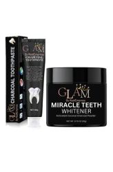 Glam's Activated Charcoal Toothpaste & Miracle Teeth Whitener Powder Set