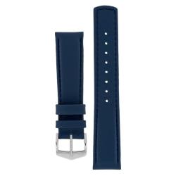 Runner Water-resistant Calf Leather Watch Strap In Blue - 24MM Silver
