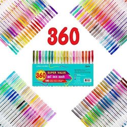 360 Colors Gel Pens Set 180 Unique Gel Pen Plus 180 Refills for Adult  Coloring Books Drawing