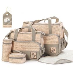 5pcs set High Quality Tote Baby Shoulder Diaper Bags Durable Multifunction Nappy Bag 10 C... - Khaki