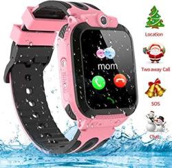 Themoemoe Kids Smartwatch Phone Kids Gps Watch Waterproof Sos Camera Game Compatible With 2G T-mobile Birthday Gift For Kids S12B-PINK