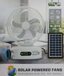 solar rechargeable fan with led light