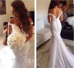 Wedding Dress - Off The Shoulder Mermaid Bridal Gown - Size 36 Or Custom Made