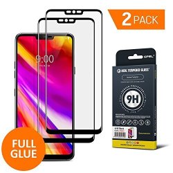 LG G7 Thinq Screen Protector Glass Gpel 2-PACK Full Glue Case Friendly Real Tempered Glass HD Clear Bubble Free Easy Installation 9H Hardness Premium