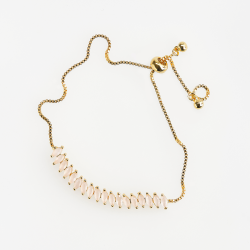 Rose Crystal Gold Chain Bracelet - Rose Quartz