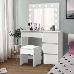 vanity set with lighted mirror