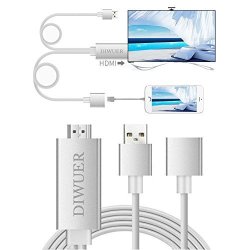 Diwuer Lightning To HDMI Cable Adapter Lightning Digital Av Adapter 1080P HDMI Converter For Iphone Ipad Samsung Silver