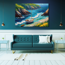 Canvas Wall Art Decor - Boat By The Cove Artwork