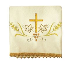Chalice Veil Set Of 4 Includes All The Liturgical Colours - Gold Cross With Vines & Wheat