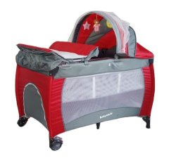 BABY Smile Cot Crib With Diaper Changer Net Toys Canopy Wheels And Game Entrance