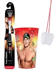 Wwe World Wrestling Entertainment 2PC. Bright Smile Oral Hygiene Set 1 Wwe Soft Manual Toothbrush Featuring "the Rock" & 1 Wwe Mouthwash Rinse Cup