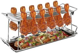 Sorbus Chicken Leg Grill Rack 12 Slot Multi-purpose For Chicken Legs Or Wings Chicken Drumstick Roaster For Oven Smoker Or Grill Great For Barbeques