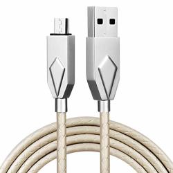 Chezaa 2.4A Micro USB Charging Cable Zinc Alloy Ultra Durable Metal Data Line Charger For Android Phone Gold