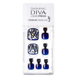 Dashing Diva Magic Press Artist "navy Prism" Full Cover Gel Pedi Tips Pedicure Easy To Attach Without Glue Disposable MDR_006P