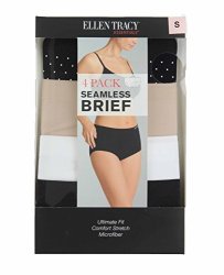 Ellen Tracy Essentials Womens Seamless Briefs 4-PACK Panties Xx-large Black Pattern