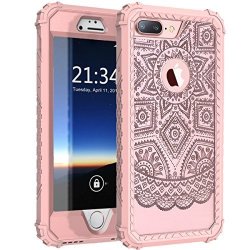 Iphone 7 Plus Case Bslvwg Retro Totem Mandala Datura Henna Floral Pattern Acrylic PC Hard Back Cover With Tpu Bumper Frame Drop Protection Clear