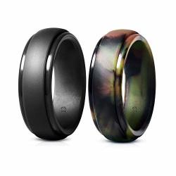 Ytf Silicone Wedding Ring For Men Mens Rubber Silicone Wedding Bands - 5 Pack 2 Pack Gray Camo 12.5-13 22.33MM