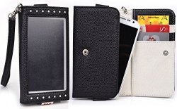 Black light Gray Window Wristlet Wallet Case For Vivo Y15S Y22 Y11 Y27 Y28 Wiko Birdy 4.5" Smartphone