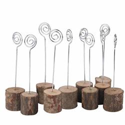 Ironbuddy 10PCS Wood Place Card Holders Wooden Table Number Photo Picture Memo Note Clip Holder Stand For Home Office Party Wedding Table Decoration