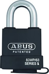 Abus 83WP-IC 63 S2 Sfic Small Format Interchangeable Core Weather Proof Solid Steel Rekeyable Padlock W o Core With 1.375 Inch Shackle