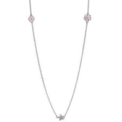 Pandora Floral Silver Necklace With Blush Pink Crystal - Sku: 590518ENMX-80