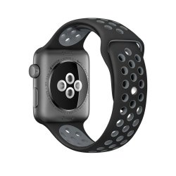 For Apple Watch Series 1 & Series 2 & Nike+ Sport 38MM Fashionable Classical Silicone Sport Watchband Black + Grey