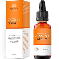 Vitamin Best C Serum 20% For Face With Vit E + Hyaluronic Acid + Ferulic Acid - Helps Repair Sun Damaged Skin - Anti