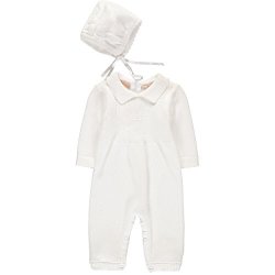 Baby Boy's Christening Outfit With Bonnet Hat - Cross Detail Newborn