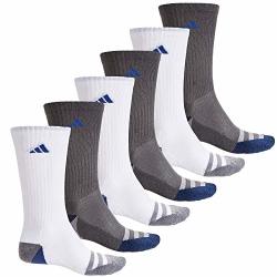 Adidas Men's Athletic Crew Socks 6-PACK Shoe Size 6-12 Large Shoe Size 6-12 White blue onix