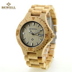 Bewell Hypoallergenic Environmental Friendly Wooden Bamboo Watch Immaculate Classy Quartz Analog Uni