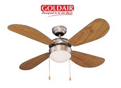 Goldair 106cm 4 Blade 1 Light Ceiling Fan